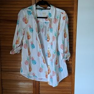Chico's Pineapple Button up Shirt